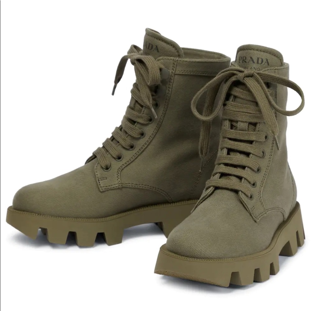 Prada Combat Boots in Militare Green
